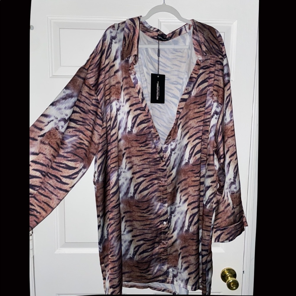 Tiger Printed Shirt Dress